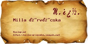 Milla Árvácska névjegykártya